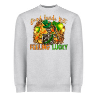 Heather Grey dead inside but feeling lucky Heavyweight Sweatshirt - NancyCooperArtShop