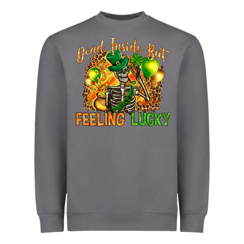 Dead Inside But Feeling Lucky Heavyweight Sweatshirt by NancyCooperArtShop | Teevron