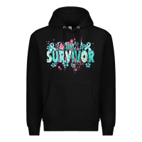 Black I am a survivor teal ribbon Ovarian Cancer Premium Hoodie - NancyCooperArtShop