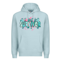 Blue Mist I am a survivor teal ribbon Ovarian Cancer Premium Hoodie - NancyCooperArtShop