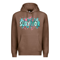 Chestnut I am a survivor teal ribbon Ovarian Cancer Premium Hoodie - NancyCooperArtShop
