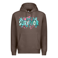 Coffee I am a survivor teal ribbon Ovarian Cancer Premium Hoodie - NancyCooperArtShop