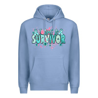 Colony Blue I am a survivor teal ribbon Ovarian Cancer Premium Hoodie - NancyCooperArtShop