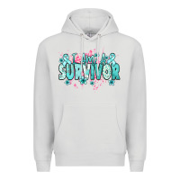 Dove Grey I am a survivor teal ribbon Ovarian Cancer Premium Hoodie - NancyCooperArtShop