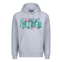 Heather Grey I am a survivor teal ribbon Ovarian Cancer Premium Hoodie - NancyCooperArtShop