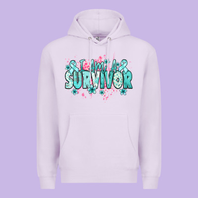 I Am A Survivor Teal Ribbon Ovarian Cancer Premium Hoodie Designed By Nancycooperartshop
