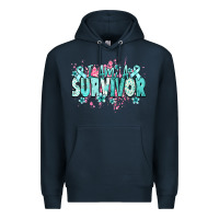 Navy I am a survivor teal ribbon Ovarian Cancer Premium Hoodie - NancyCooperArtShop