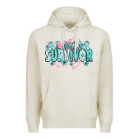Oatmeal Heather I am a survivor teal ribbon Ovarian Cancer Premium Hoodie - NancyCooperArtShop