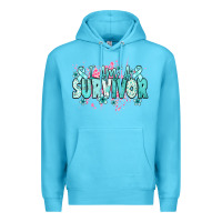 Ocean Blue I am a survivor teal ribbon Ovarian Cancer Premium Hoodie - NancyCooperArtShop