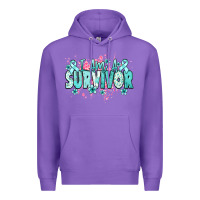 Purple I am a survivor teal ribbon Ovarian Cancer Premium Hoodie - NancyCooperArtShop
