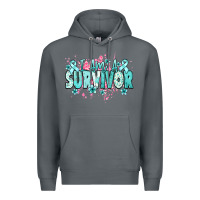 Rock I am a survivor teal ribbon Ovarian Cancer Premium Hoodie - NancyCooperArtShop