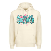 Sandshell I am a survivor teal ribbon Ovarian Cancer Premium Hoodie - NancyCooperArtShop