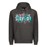 Smoke I am a survivor teal ribbon Ovarian Cancer Premium Hoodie - NancyCooperArtShop
