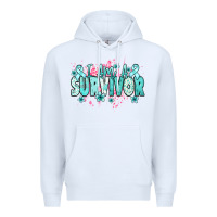 White I am a survivor teal ribbon Ovarian Cancer Premium Hoodie - NancyCooperArtShop