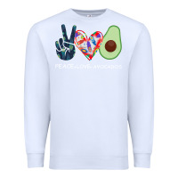 White PEACE LOVE AVOCADOS Premium Sweatshirt - Bettercallsaul