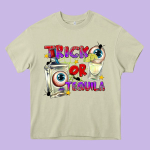 Trick Or Tequila Heavy Core Tee Designed By Texasbilliewilder