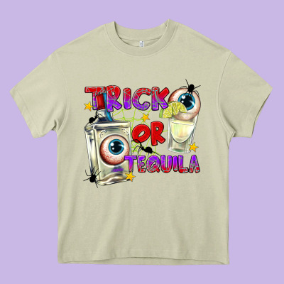 Trick Or Tequila Heavy Core Tee Designed By Texasbilliewilder