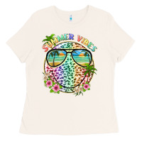 Bone summer vibes with smile face and leopard Ladies Tee - texasbilliewilder