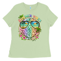 Matcha summer vibes with smile face and leopard Ladies Tee - texasbilliewilder