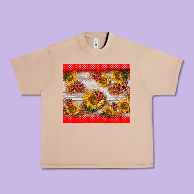 Ladybug Sunflower Urban Heavy Tee Designed By Barkaloodesign