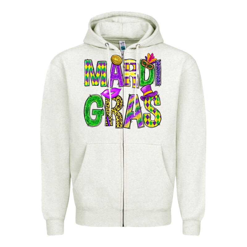 Mardi Gras Carnival Masks Digital Paper Zipper Hoodie by BundleAndBundleShop | Teevron