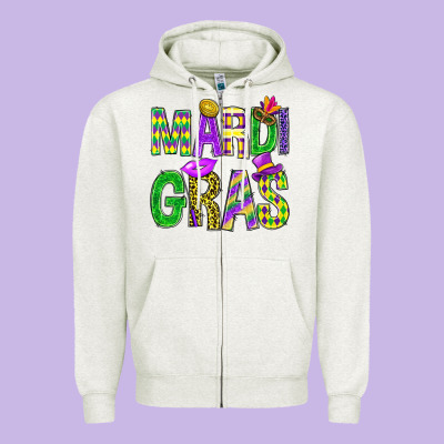Mardi Gras Carnival Masks Digital Paper Zipper Hoodie Designed By Bundleandbundleshop