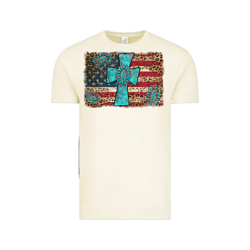 Flag And Turquoise Cross Vintage Tee by AdoDesignShop | Teevron