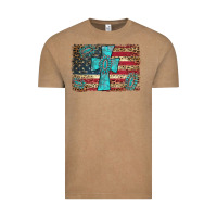 Vintage Coffee flag and turquoise cross Vintage Tee - AdoDesignShop