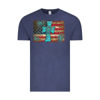 Vintage Denim flag and turquoise cross Vintage Tee - AdoDesignShop