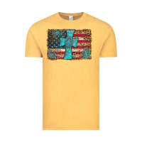 Vintage Mustard flag and turquoise cross Vintage Tee - AdoDesignShop
