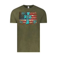 Vintage Olive flag and turquoise cross Vintage Tee - AdoDesignShop