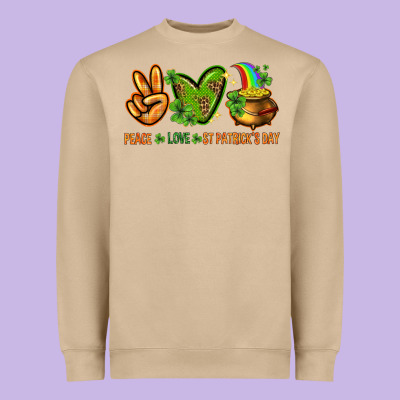 Peace Love St Patricks Day Heavyweight Sweatshirt Designed By Nancycooperartshop