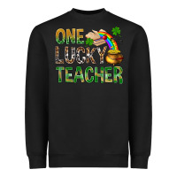 Black one lucky teacher st patricks Heavyweight Sweatshirt - NancyCooperArtShop