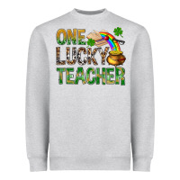 Heather Grey one lucky teacher st patricks Heavyweight Sweatshirt - NancyCooperArtShop