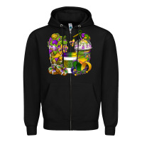Black Mardi Gras Coffee Cups Zipper Hoodie - BundleAndBundleShop