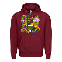 Burgundy Mardi Gras Coffee Cups Zipper Hoodie - BundleAndBundleShop