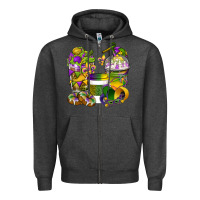 Charcoal Heather Mardi Gras Coffee Cups Zipper Hoodie - BundleAndBundleShop