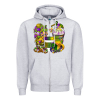 Heather Grey Mardi Gras Coffee Cups Zipper Hoodie - BundleAndBundleShop