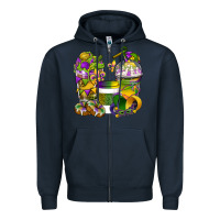 Navy Mardi Gras Coffee Cups Zipper Hoodie - BundleAndBundleShop