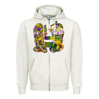 Oatmeal Heather Mardi Gras Coffee Cups Zipper Hoodie - BundleAndBundleShop