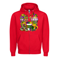 Red Mardi Gras Coffee Cups Zipper Hoodie - BundleAndBundleShop