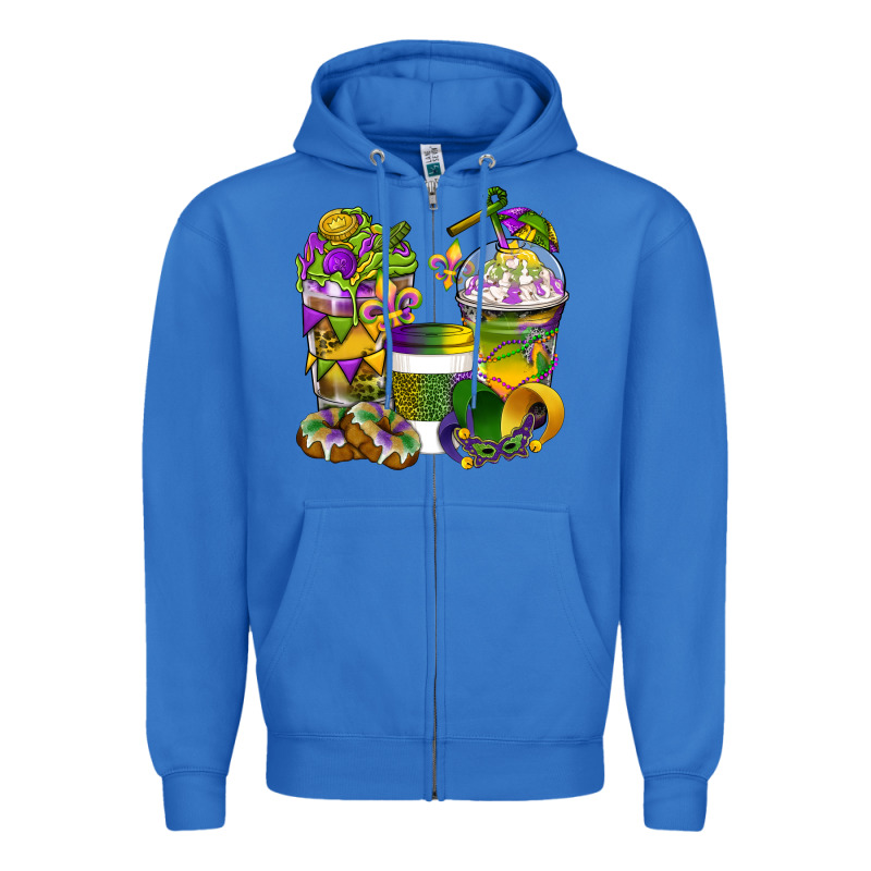 Mardi Gras Coffee Cups Zipper Hoodie by BundleAndBundleShop | Teevron