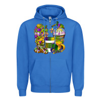 True Royal Mardi Gras Coffee Cups Zipper Hoodie - BundleAndBundleShop