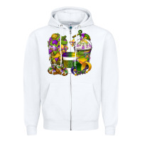 White Mardi Gras Coffee Cups Zipper Hoodie - BundleAndBundleShop
