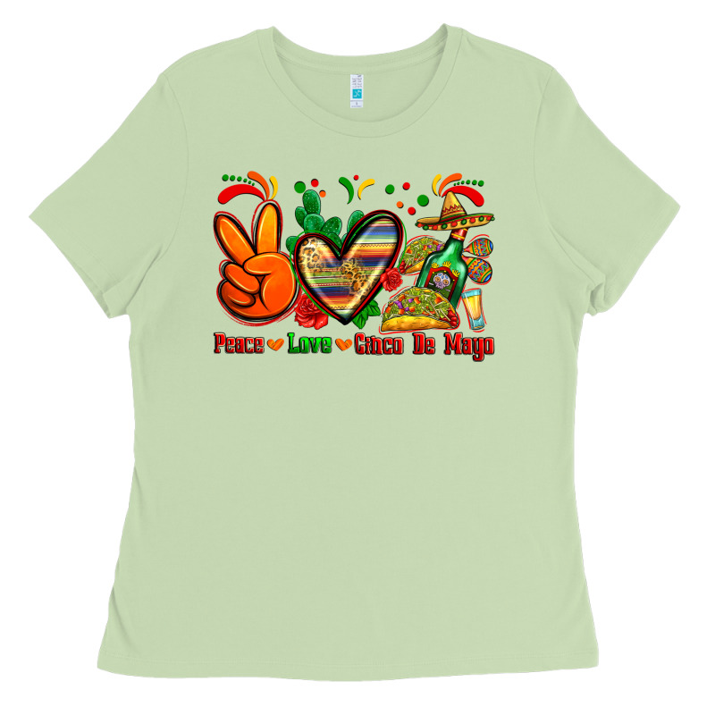 Peace Love Cinco De Mayo Ladies Tee by Zillion Design Studio | Teevron