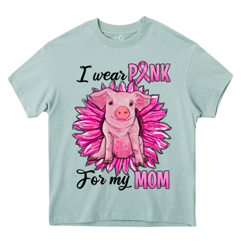 I Wear Pink For My Mom Pig Heavy Core Tee by RanaPortraitStore | Teevron