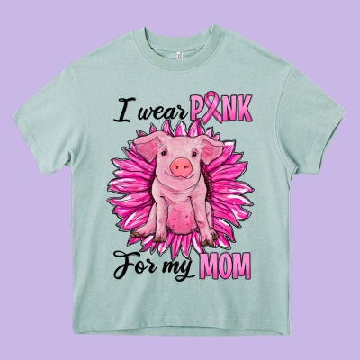 I Wear Pink For My Mom Pig Heavy Core Tee Designed By Ranaportraitstore