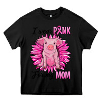 Black i wear pink for my mom pig Heavy Core Tee - RanaPortraitStore