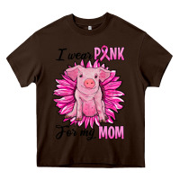 Chocolate Brown i wear pink for my mom pig Heavy Core Tee - RanaPortraitStore