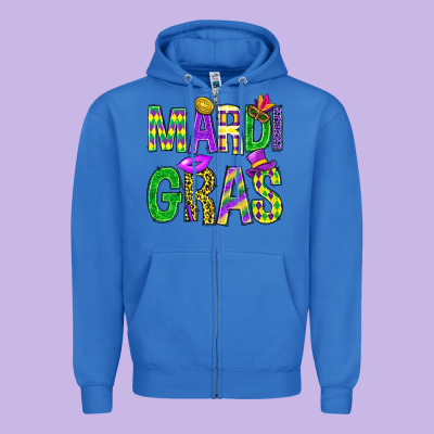 Western Mardi Gras Zipper Hoodie Designed By Bundleandbundleshop